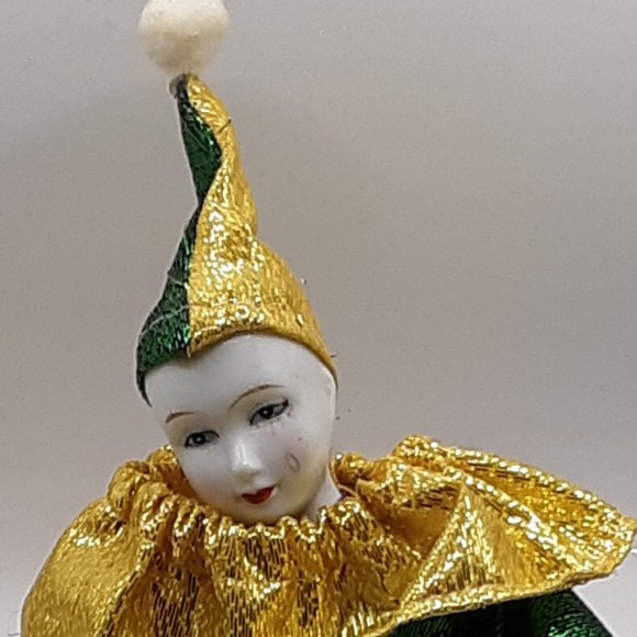 Harlequin Jester Clown Girl Doll Vintage Preowned Bendable Wires Collectible - Picture 8 of 14